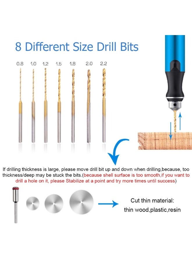 3-Speed Cordless Mini Drill Pen With 8 Small Drill Bits,Rechargeable Electric Hand Drill Pin Vise,Resin Drill Set For Jewelry Making,Resin,Plastic,Wood,Keychains DIY (BLUE) - Image 5